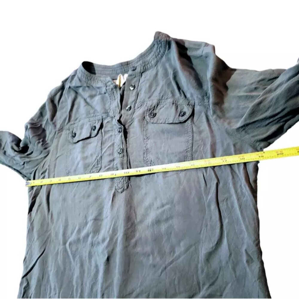 URBAN OUTFITTERS / STARING AT STARS Top, Dark Green Rayon Buttons Boho Casual, M - Picture 8 of 10